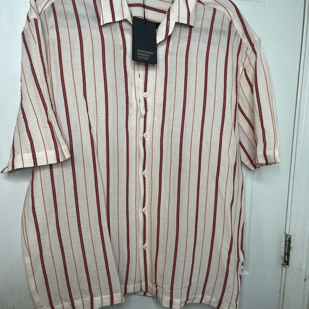 Ted Baker seersucker Striped Casual Shirt Sz L NWT